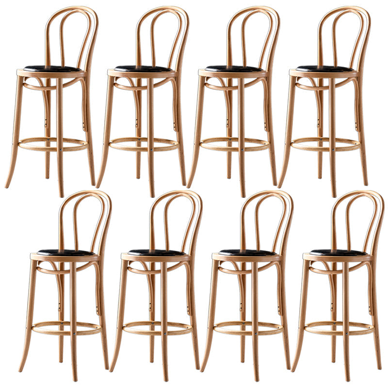 Modern Style Bar Stool Backrest Solid Wood Counter Stool for Bristol Natural Wood Black 8 Piece Set Clearhalo 'Bar Furniture' 'Bar Stools' 'bar_stools' 'furn' 'furn_bar_stools' 'Furniture' 'Kitchen & Dining Furniture' 6746401
