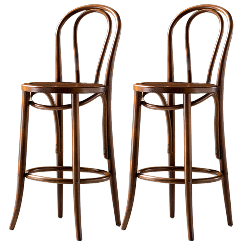 Modern Style Bar Stool Backrest Solid Wood Counter Stool for Bristol Nut-Brown 2 Piece Set Clearhalo 'Bar Furniture' 'Bar Stools' 'bar_stools' 'furn' 'furn_bar_stools' 'Furniture' 'Kitchen & Dining Furniture' 6746408