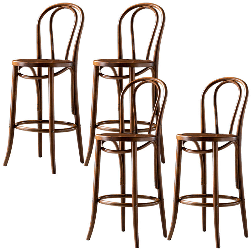 Modern Style Bar Stool Backrest Solid Wood Counter Stool for Bristol Nut-Brown 4 Piece Set Clearhalo 'Bar Furniture' 'Bar Stools' 'bar_stools' 'furn' 'furn_bar_stools' 'Furniture' 'Kitchen & Dining Furniture' 6746409