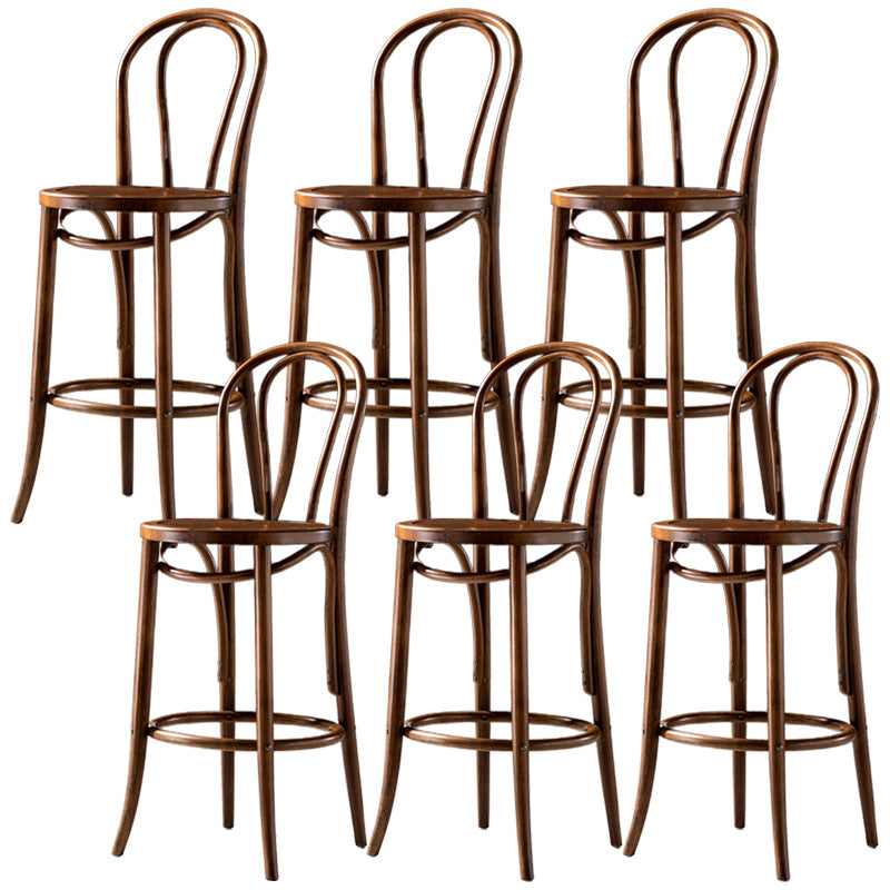 Modern Style Bar Stool Backrest Solid Wood Counter Stool for Bristol Nut-Brown 6 Piece Set Clearhalo 'Bar Furniture' 'Bar Stools' 'bar_stools' 'furn' 'furn_bar_stools' 'Furniture' 'Kitchen & Dining Furniture' 6746410