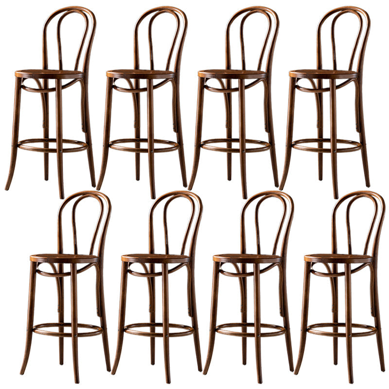 Modern Style Bar Stool Backrest Solid Wood Counter Stool for Bristol Nut-Brown 8 Piece Set Clearhalo 'Bar Furniture' 'Bar Stools' 'bar_stools' 'furn' 'furn_bar_stools' 'Furniture' 'Kitchen & Dining Furniture' 6746411