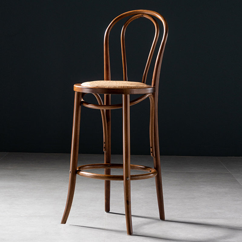 Modern Style Bar Stool Backrest Solid Wood Counter Stool for Bristol Light Walnut 1 Piece Clearhalo 'Bar Furniture' 'Bar Stools' 'bar_stools' 'furn' 'furn_bar_stools' 'Furniture' 'Kitchen & Dining Furniture' 6746412