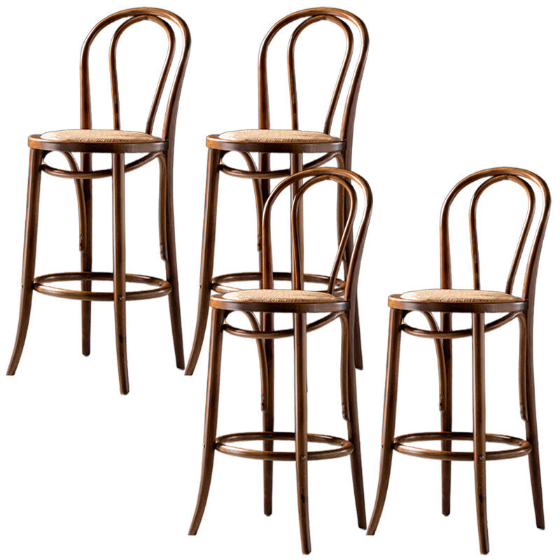 Modern Style Bar Stool Backrest Solid Wood Counter Stool for Bristol Light Walnut 4 Piece Set Clearhalo 'Bar Furniture' 'Bar Stools' 'bar_stools' 'furn' 'furn_bar_stools' 'Furniture' 'Kitchen & Dining Furniture' 6746414