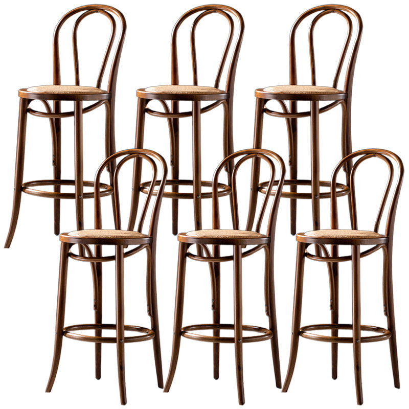 Modern Style Bar Stool Backrest Solid Wood Counter Stool for Bristol Light Walnut 6 Piece Set Clearhalo 'Bar Furniture' 'Bar Stools' 'bar_stools' 'furn' 'furn_bar_stools' 'Furniture' 'Kitchen & Dining Furniture' 6746415