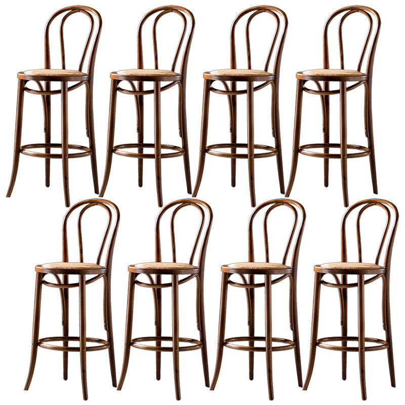 Modern Style Bar Stool Backrest Solid Wood Counter Stool for Bristol Light Walnut 8 Piece Set Clearhalo 'Bar Furniture' 'Bar Stools' 'bar_stools' 'furn' 'furn_bar_stools' 'Furniture' 'Kitchen & Dining Furniture' 6746416