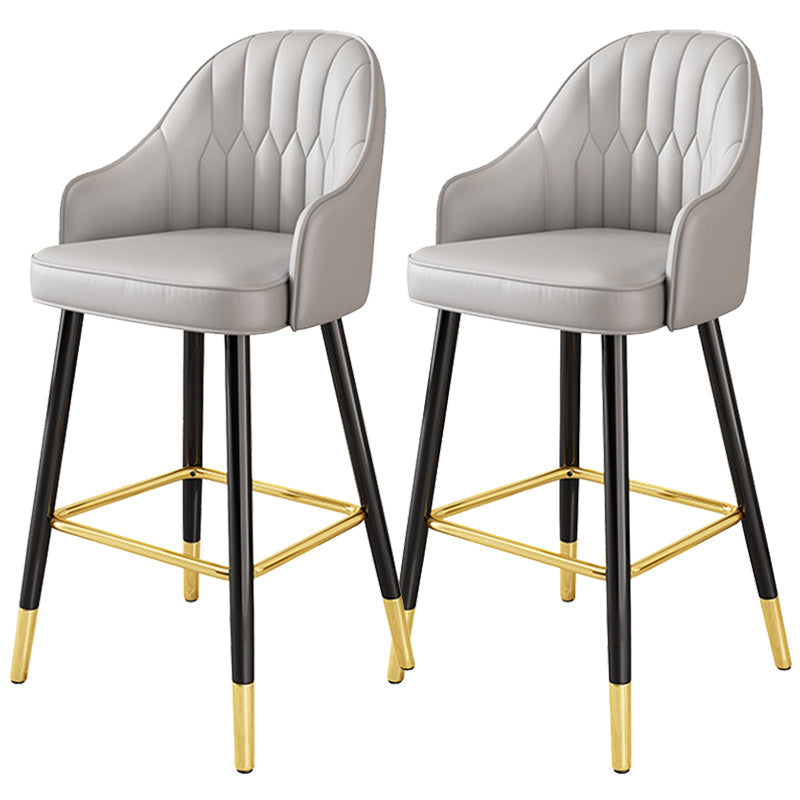 Bucket Dining Stool Contemporary Armed Bar Stool with Cushion Gray 2 Piece Set Clearhalo 'Bar Furniture' 'Bar Stools' 'bar_stools' 'furn' 'furn_bar_stools' 'Furniture' 'Kitchen & Dining Furniture' 6746447