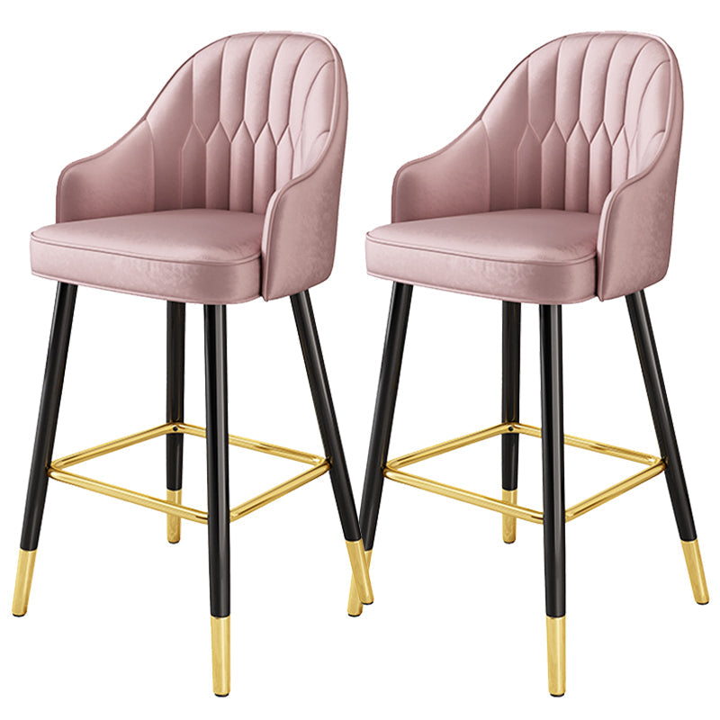 Bucket Dining Stool Contemporary Armed Bar Stool with Cushion Pink 2 Piece Set Clearhalo 'Bar Furniture' 'Bar Stools' 'bar_stools' 'furn' 'furn_bar_stools' 'Furniture' 'Kitchen & Dining Furniture' 6746455