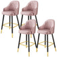 Bucket Dining Stool Contemporary Armed Bar Stool with Cushion Pink 4 Piece Set Clearhalo 'Bar Furniture' 'Bar Stools' 'bar_stools' 'furn' 'furn_bar_stools' 'Furniture' 'Kitchen & Dining Furniture' 6746457