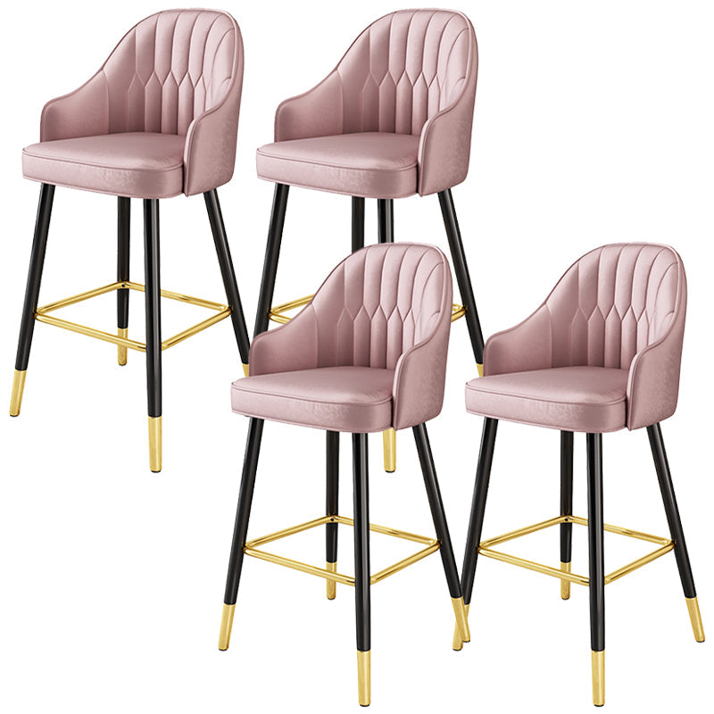 Bucket Dining Stool Contemporary Armed Bar Stool with Cushion Pink 4 Piece Set Clearhalo 'Bar Furniture' 'Bar Stools' 'bar_stools' 'furn' 'furn_bar_stools' 'Furniture' 'Kitchen & Dining Furniture' 6746457
