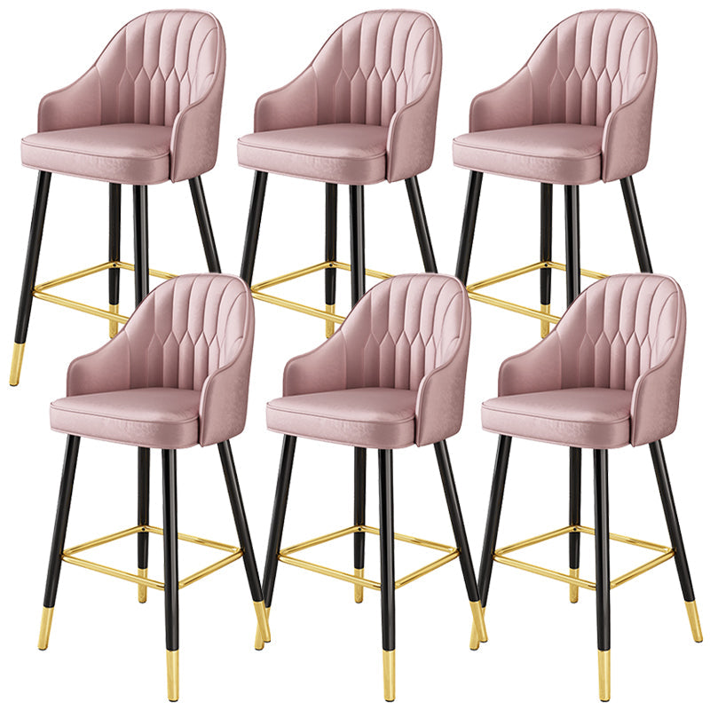 Bucket Dining Stool Contemporary Armed Bar Stool with Cushion Pink 6 Piece Set Clearhalo 'Bar Furniture' 'Bar Stools' 'bar_stools' 'furn' 'furn_bar_stools' 'Furniture' 'Kitchen & Dining Furniture' 6746459