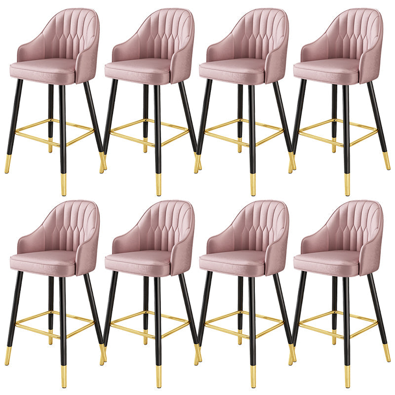 Bucket Dining Stool Contemporary Armed Bar Stool with Cushion Pink 8 Piece Set Clearhalo 'Bar Furniture' 'Bar Stools' 'bar_stools' 'furn' 'furn_bar_stools' 'Furniture' 'Kitchen & Dining Furniture' 6746460
