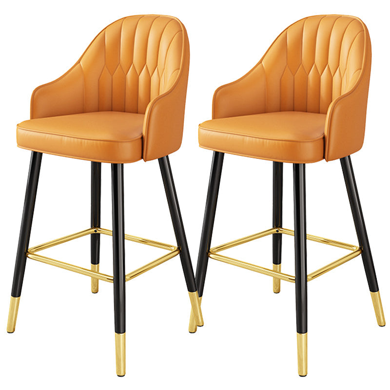 Bucket Dining Stool Contemporary Armed Bar Stool with Cushion Orange 2 Piece Set Clearhalo 'Bar Furniture' 'Bar Stools' 'bar_stools' 'furn' 'furn_bar_stools' 'Furniture' 'Kitchen & Dining Furniture' 6746463