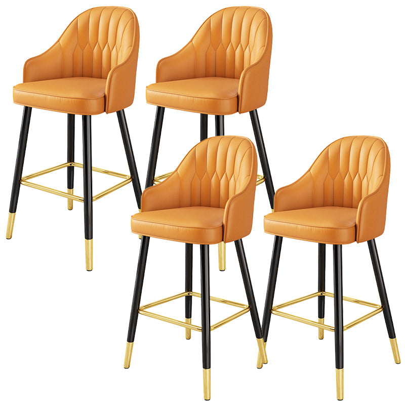 Bucket Dining Stool Contemporary Armed Bar Stool with Cushion Orange 4 Piece Set Clearhalo 'Bar Furniture' 'Bar Stools' 'bar_stools' 'furn' 'furn_bar_stools' 'Furniture' 'Kitchen & Dining Furniture' 6746465