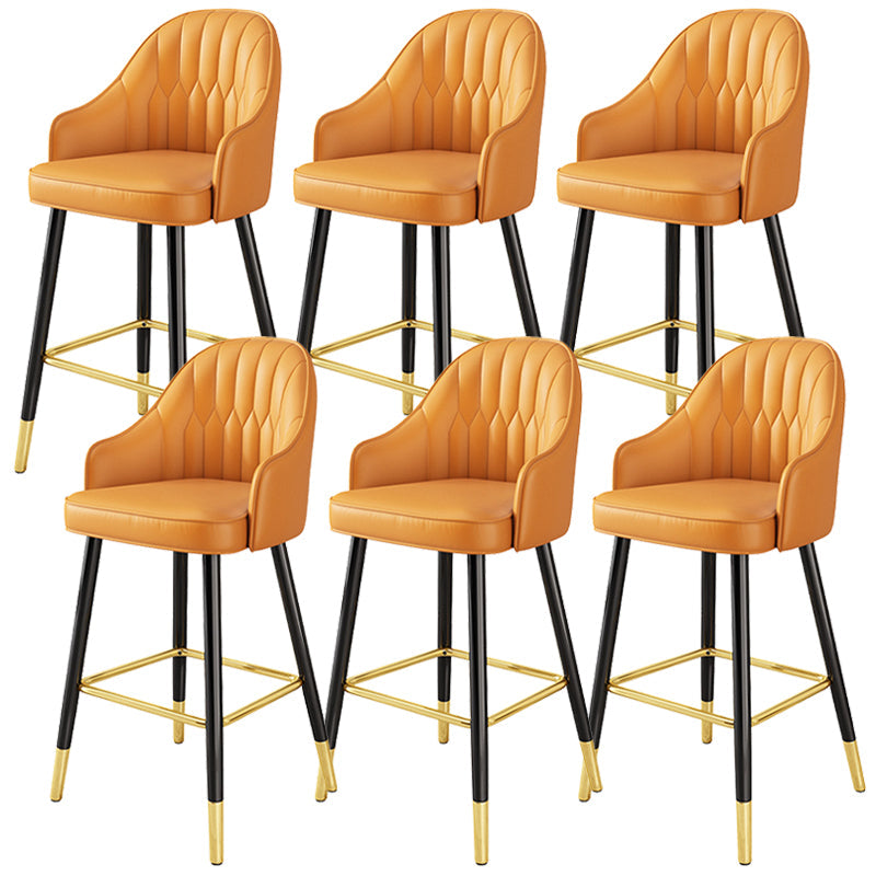 Bucket Dining Stool Contemporary Armed Bar Stool with Cushion Orange 6 Piece Set Clearhalo 'Bar Furniture' 'Bar Stools' 'bar_stools' 'furn' 'furn_bar_stools' 'Furniture' 'Kitchen & Dining Furniture' 6746466