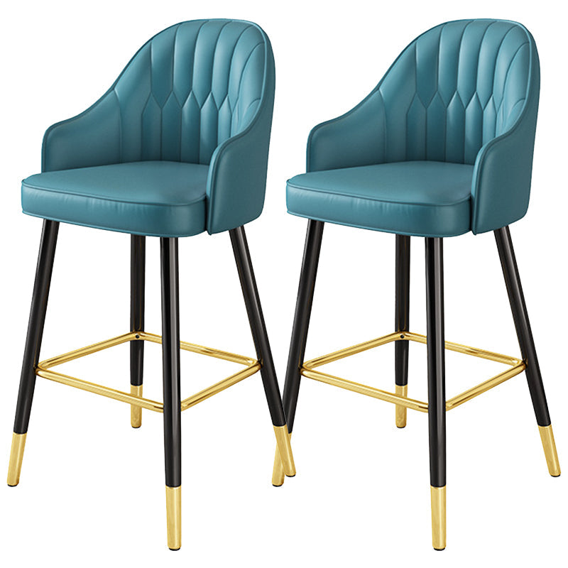Bucket Dining Stool Contemporary Armed Bar Stool with Cushion Blue 2 Piece Set Clearhalo 'Bar Furniture' 'Bar Stools' 'bar_stools' 'furn' 'furn_bar_stools' 'Furniture' 'Kitchen & Dining Furniture' 6746468