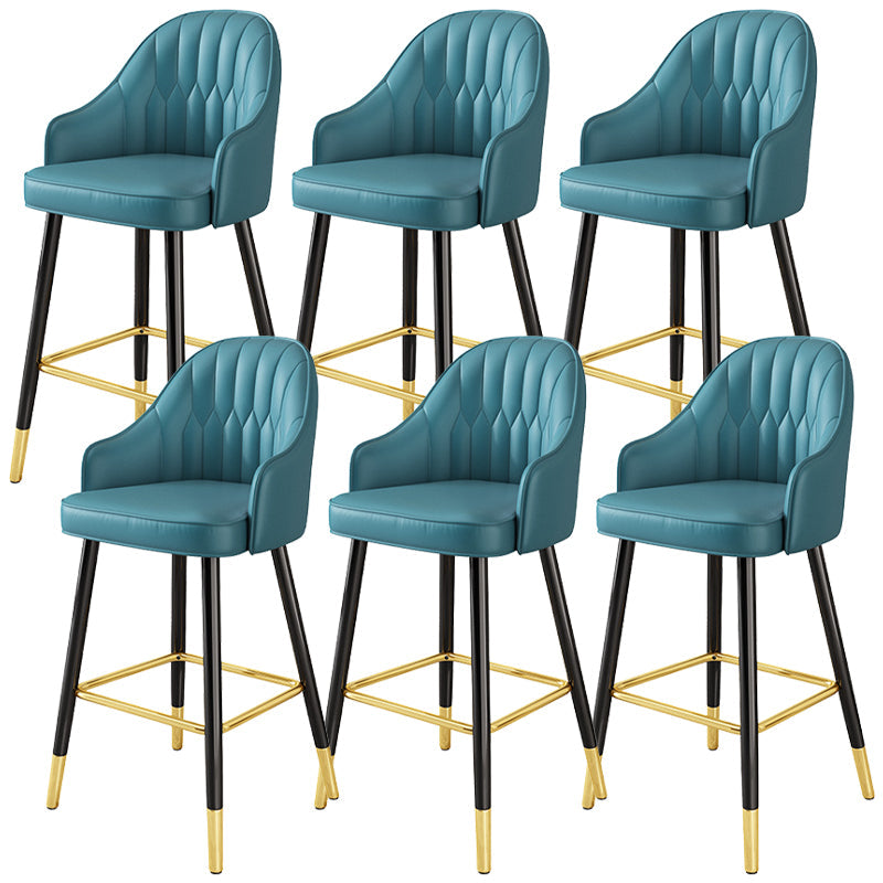 Bucket Dining Stool Contemporary Armed Bar Stool with Cushion Blue 6 Piece Set Clearhalo 'Bar Furniture' 'Bar Stools' 'bar_stools' 'furn' 'furn_bar_stools' 'Furniture' 'Kitchen & Dining Furniture' 6746470