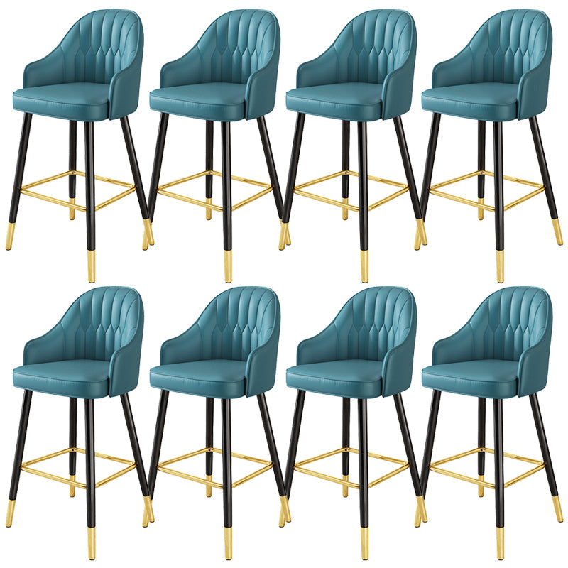 Bucket Dining Stool Contemporary Armed Bar Stool with Cushion Blue 8 Piece Set Clearhalo 'Bar Furniture' 'Bar Stools' 'bar_stools' 'furn' 'furn_bar_stools' 'Furniture' 'Kitchen & Dining Furniture' 6746471