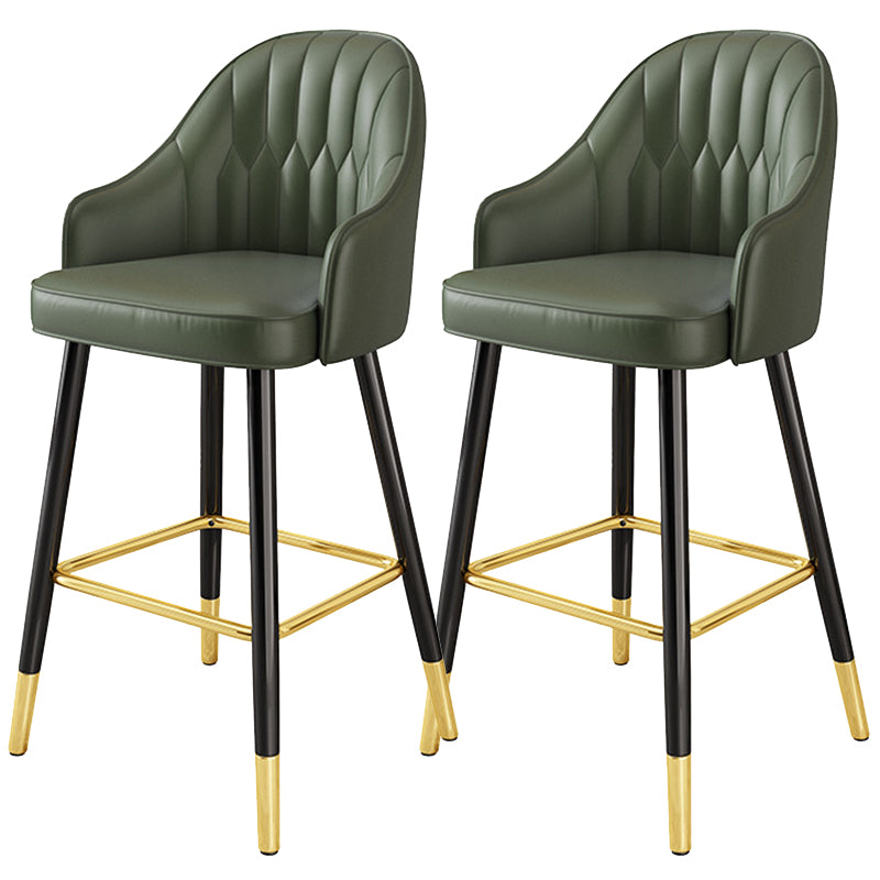 Bucket Dining Stool Contemporary Armed Bar Stool with Cushion Green 2 Piece Set Clearhalo 'Bar Furniture' 'Bar Stools' 'bar_stools' 'furn' 'furn_bar_stools' 'Furniture' 'Kitchen & Dining Furniture' 6746472
