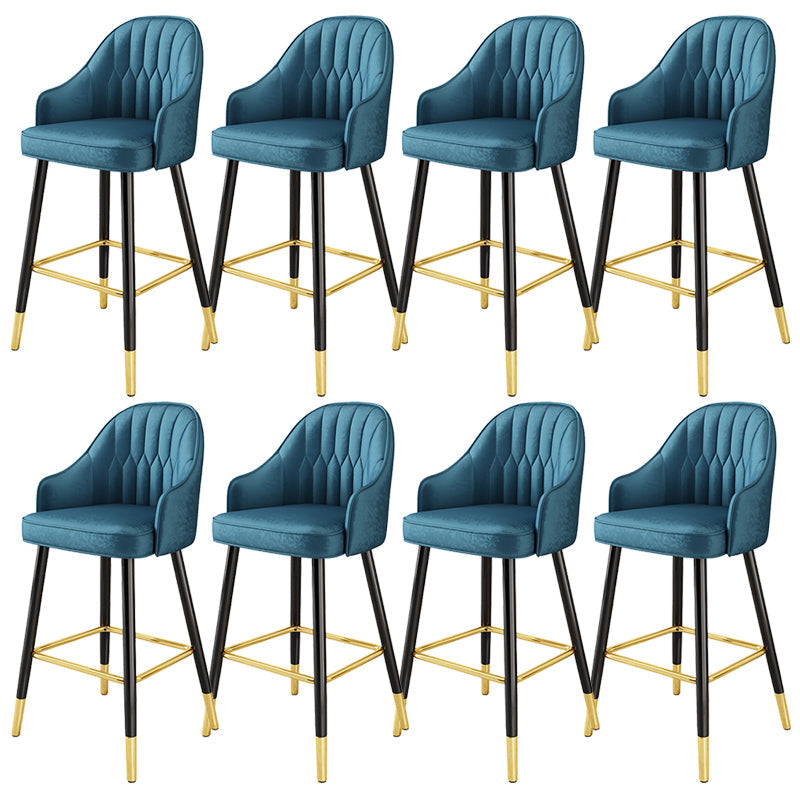 Bucket Dining Stool Contemporary Armed Bar Stool with Cushion Navy Blue 8 Piece Set Clearhalo 'Bar Furniture' 'Bar Stools' 'bar_stools' 'furn' 'furn_bar_stools' 'Furniture' 'Kitchen & Dining Furniture' 6746479