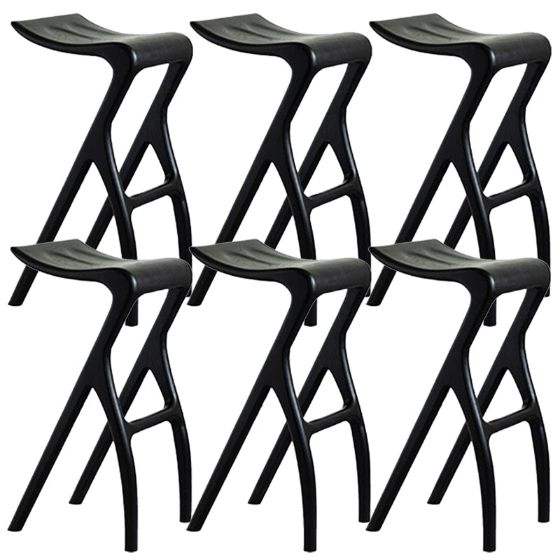 Solid Wood Bar Stool Backrless Counter Stool for Living Room Black 6 Piece Set Clearhalo 'Bar Furniture' 'Bar Stools' 'bar_stools' 'furn' 'furn_bar_stools' 'Furniture' 'Kitchen & Dining Furniture' 6746486
