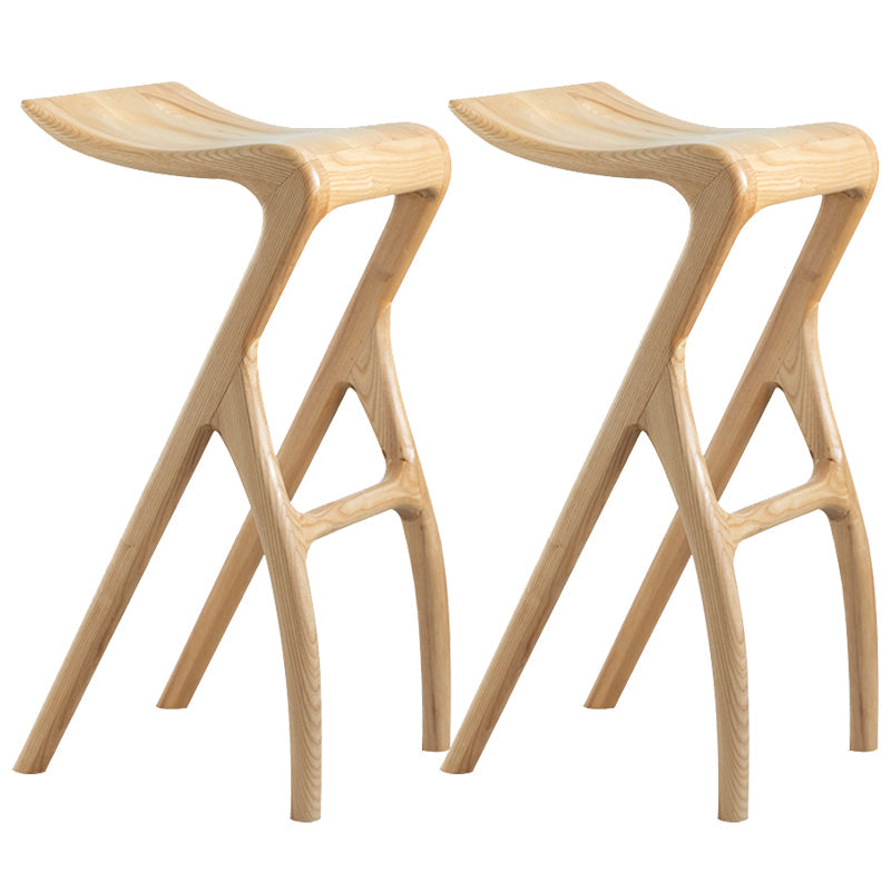 Solid Wood Bar Stool Backrless Counter Stool for Living Room Wood 2 Piece Set Clearhalo 'Bar Furniture' 'Bar Stools' 'bar_stools' 'furn' 'furn_bar_stools' 'Furniture' 'Kitchen & Dining Furniture' 6746490