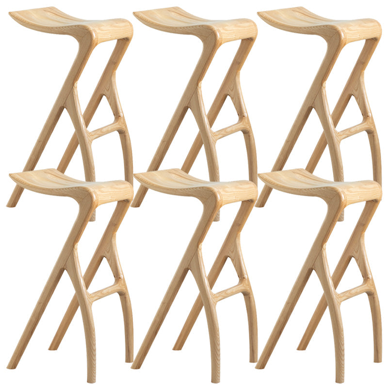 Solid Wood Bar Stool Backrless Counter Stool for Living Room Wood 6 Piece Set Clearhalo 'Bar Furniture' 'Bar Stools' 'bar_stools' 'furn' 'furn_bar_stools' 'Furniture' 'Kitchen & Dining Furniture' 6746495