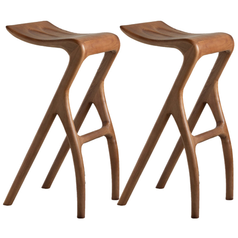 Solid Wood Bar Stool Backrless Counter Stool for Living Room Nut-Brown 2 Piece Set Clearhalo 'Bar Furniture' 'Bar Stools' 'bar_stools' 'furn' 'furn_bar_stools' 'Furniture' 'Kitchen & Dining Furniture' 6746500