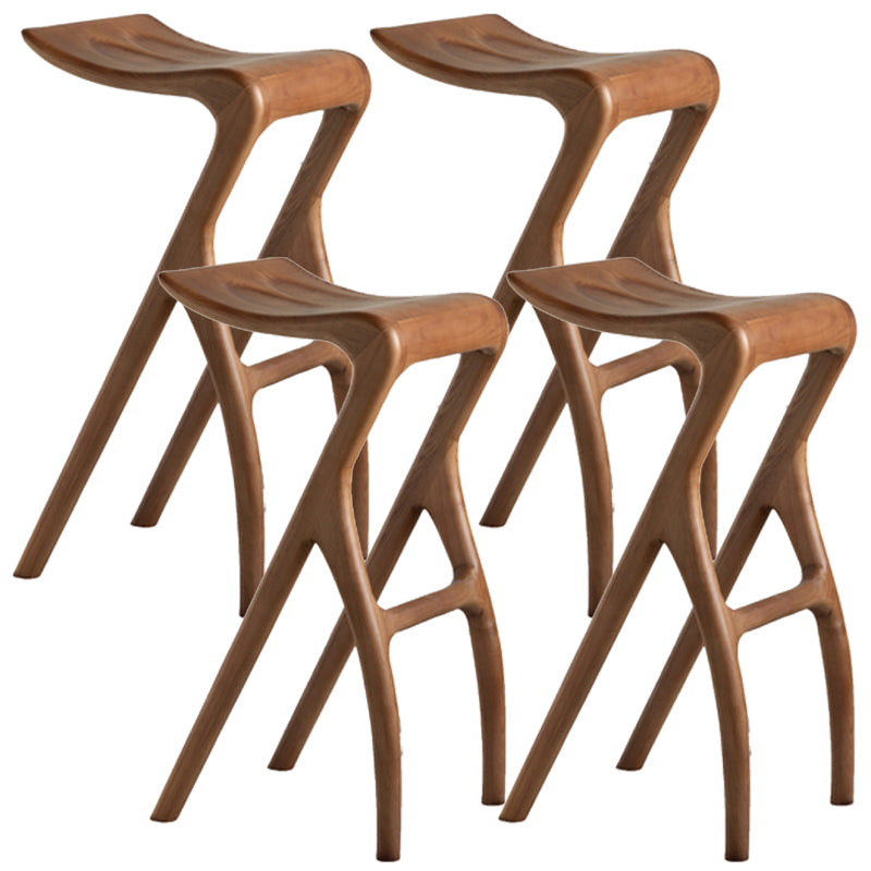 Solid Wood Bar Stool Backrless Counter Stool for Living Room Nut-Brown 4 Piece Set Clearhalo 'Bar Furniture' 'Bar Stools' 'bar_stools' 'furn' 'furn_bar_stools' 'Furniture' 'Kitchen & Dining Furniture' 6746502