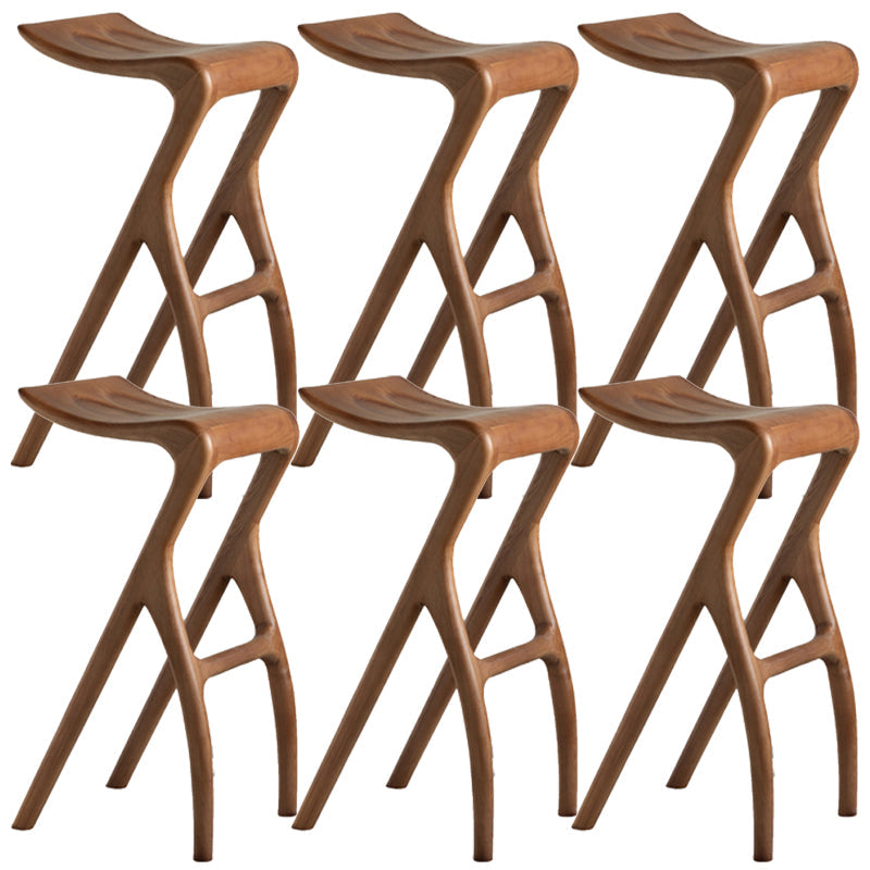 Solid Wood Bar Stool Backrless Counter Stool for Living Room Nut-Brown 6 Piece Set Clearhalo 'Bar Furniture' 'Bar Stools' 'bar_stools' 'furn' 'furn_bar_stools' 'Furniture' 'Kitchen & Dining Furniture' 6746503