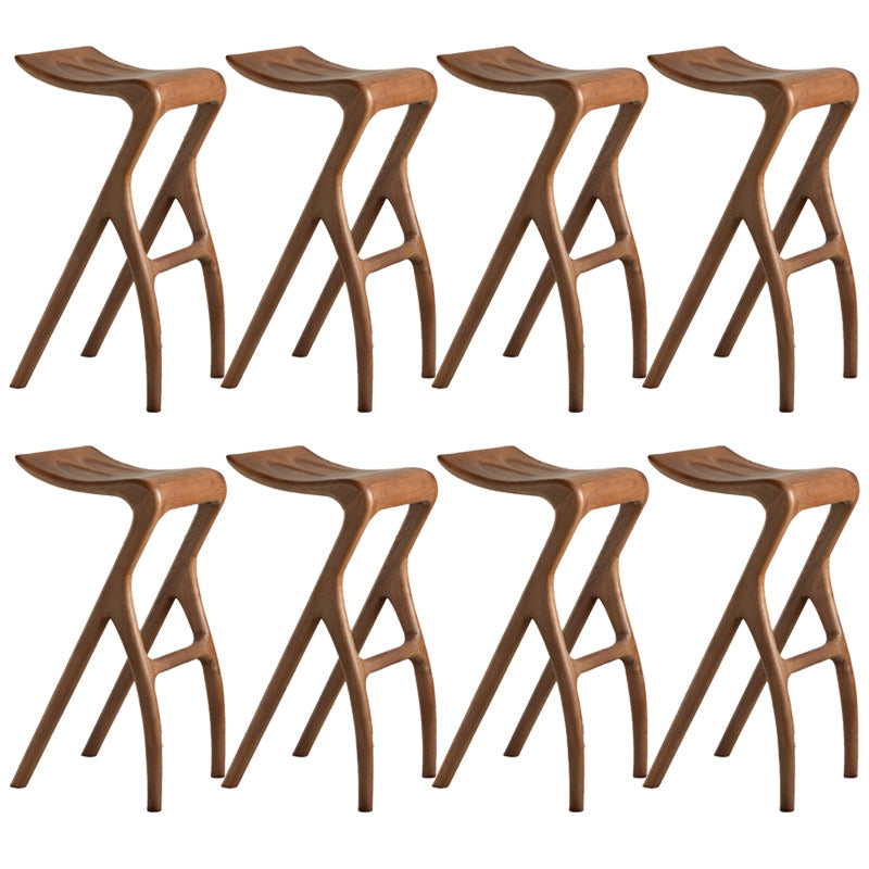 Solid Wood Bar Stool Backrless Counter Stool for Living Room Nut-Brown 8 Piece Set Clearhalo 'Bar Furniture' 'Bar Stools' 'bar_stools' 'furn' 'furn_bar_stools' 'Furniture' 'Kitchen & Dining Furniture' 6746504