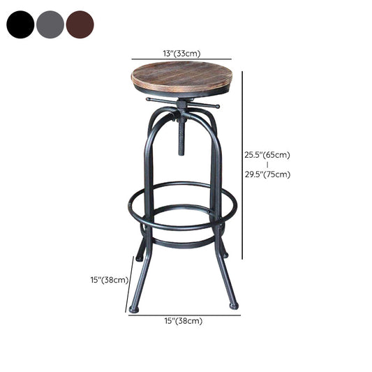 Industrial Barstools Adjustable Height Bar Stools with Metal Base