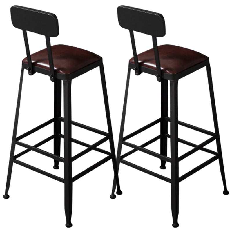 Contemporary Square Dining Stools Metal Bar Stools with Metal Base