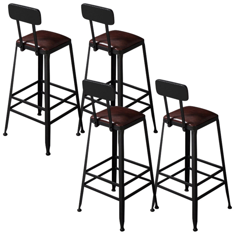Contemporary Square Dining Stools Metal Bar Stools with Metal Base