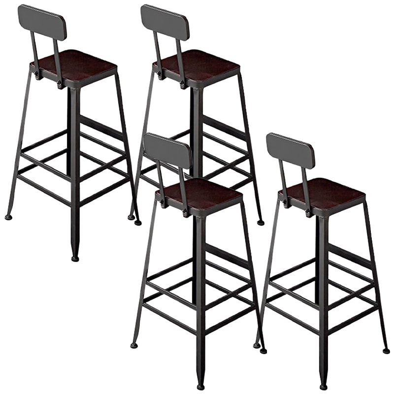 Contemporary Square Dining Stools Metal Bar Stools with Metal Base