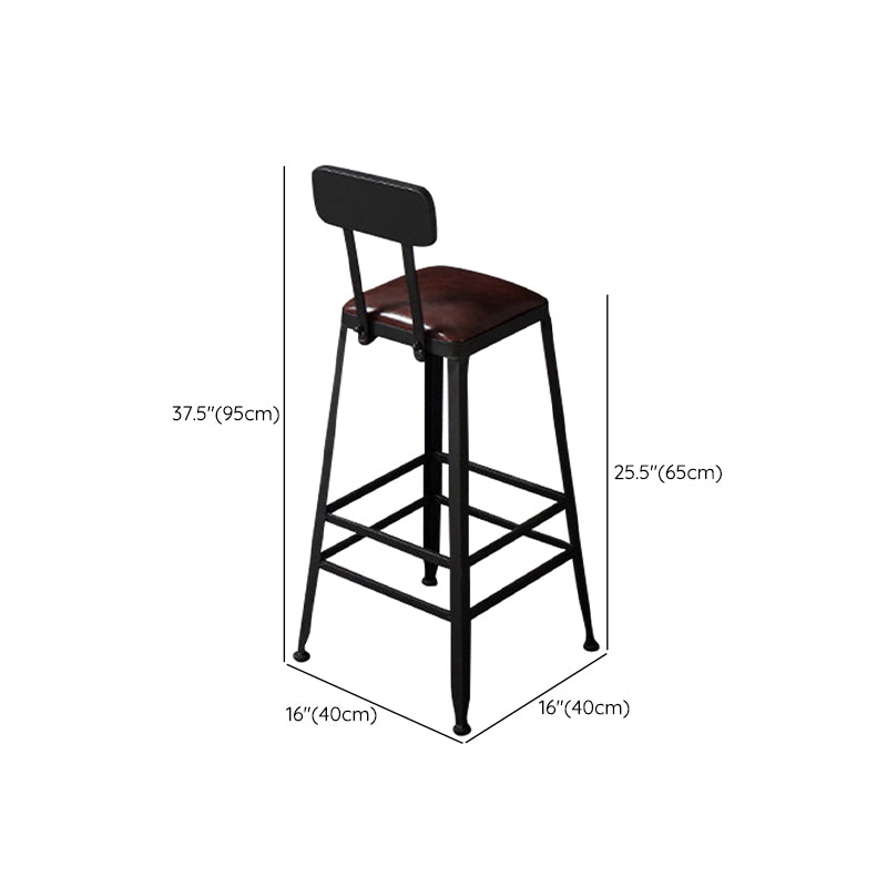Contemporary Square Dining Stools Metal Bar Stools with Metal Base