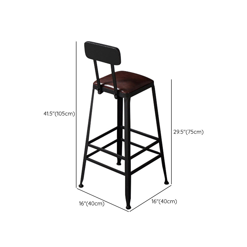 Contemporary Square Dining Stools Metal Bar Stools with Metal Base