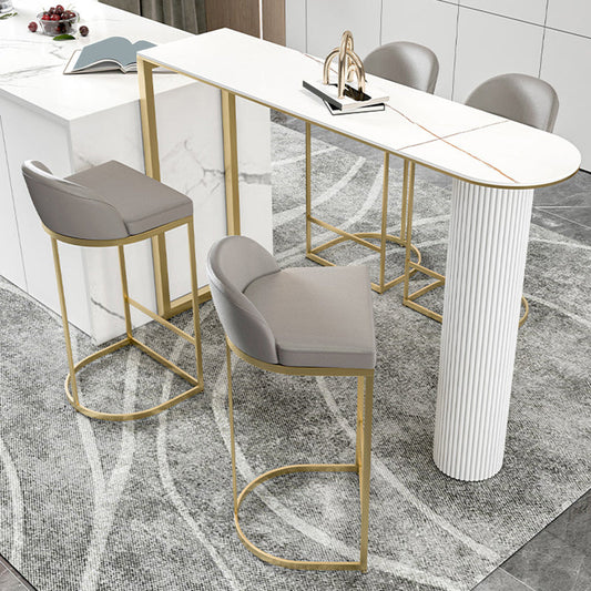 Glam Bucket Dining Stools Armless Low Back Bar Stools with Footrest