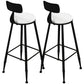 Glam Round Metal Bar Stools Low Back Dining Stools with Footrest