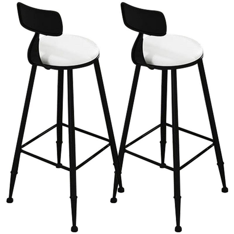 Glam Round Metal Bar Stools Low Back Dining Stools with Footrest