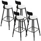 Glam Round Metal Bar Stools Low Back Dining Stools with Footrest