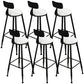 Glam Round Metal Bar Stools Low Back Dining Stools with Footrest