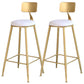 Glam Round Metal Bar Stools Low Back Dining Stools with Footrest