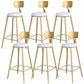 Glam Round Metal Bar Stools Low Back Dining Stools with Footrest