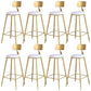Glam Round Metal Bar Stools Low Back Dining Stools with Footrest