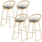 Glam Round Metal Bar Stools Low Back Dining Stools with Footrest