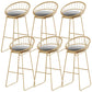 Glam Round Metal Bar Stools Low Back Dining Stools with Footrest