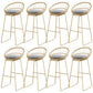 Glam Round Metal Bar Stools Low Back Dining Stools with Footrest