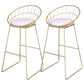 Glam Round Metal Bar Stools Low Back Dining Stools with Footrest