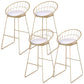 Glam Round Metal Bar Stools Low Back Dining Stools with Footrest