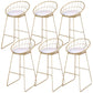 Glam Round Metal Bar Stools Low Back Dining Stools with Footrest